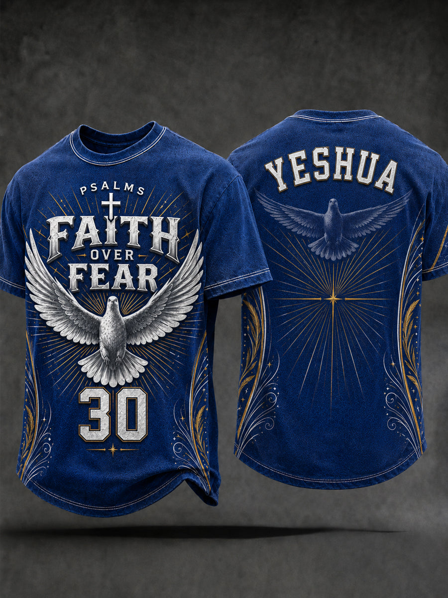 Men's Christian Faith Over Fear Cross O-neck Short Sleeve T-shirt