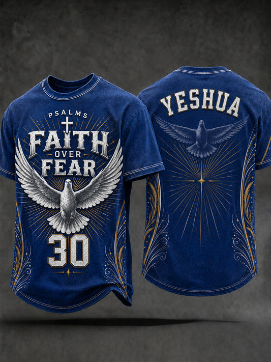 Men's Christian Faith Over Fear Cross O-neck Short Sleeve T-shirt