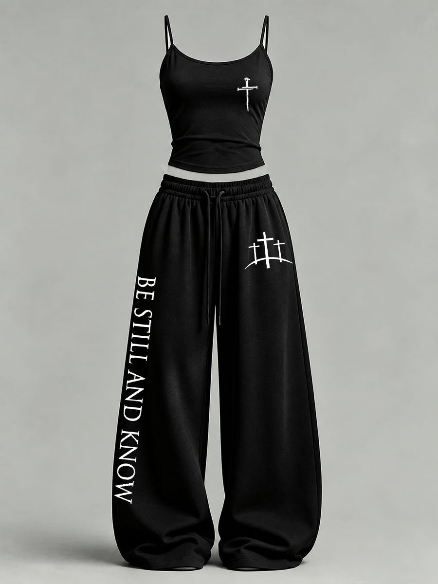 Women's 'Be Still And Know' Print Casual Set