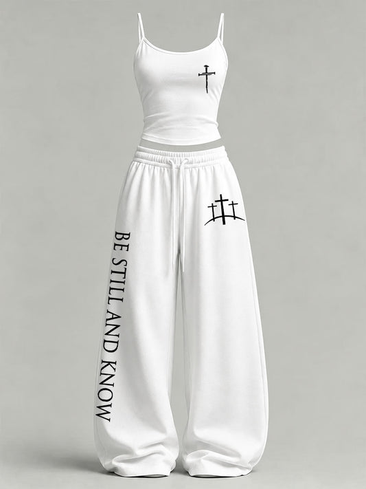Women's 'Be Still And Know' Print Casual Set
