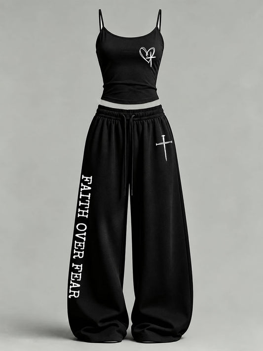 Women's 'Faith Over Fear' Printed Casual Set