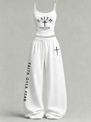 Women's 'Faith Over Fear' Printed Casual Set