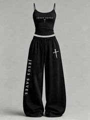 Women's 'Jesus Saves' Printed Casual Set