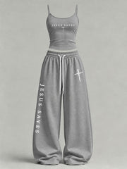 Women's 'Jesus Saves' Printed Casual Set