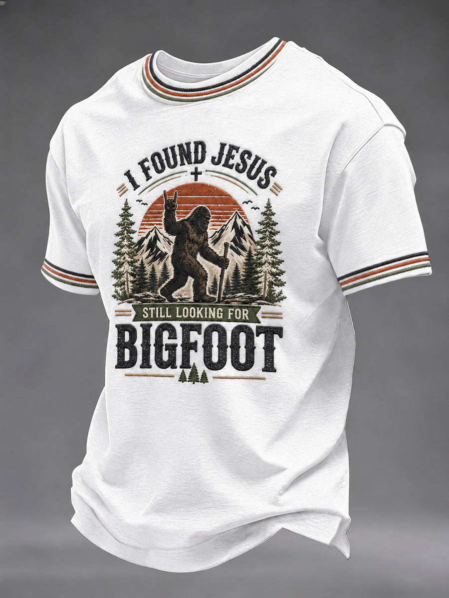 Men's 'I Found Jesus, Still Looking For Bigfoot' Printed Casual T-Shirt