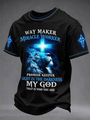 Men's Christian Waymaker Miracle Worker Promise Keeper Short Sleeve T-shirt