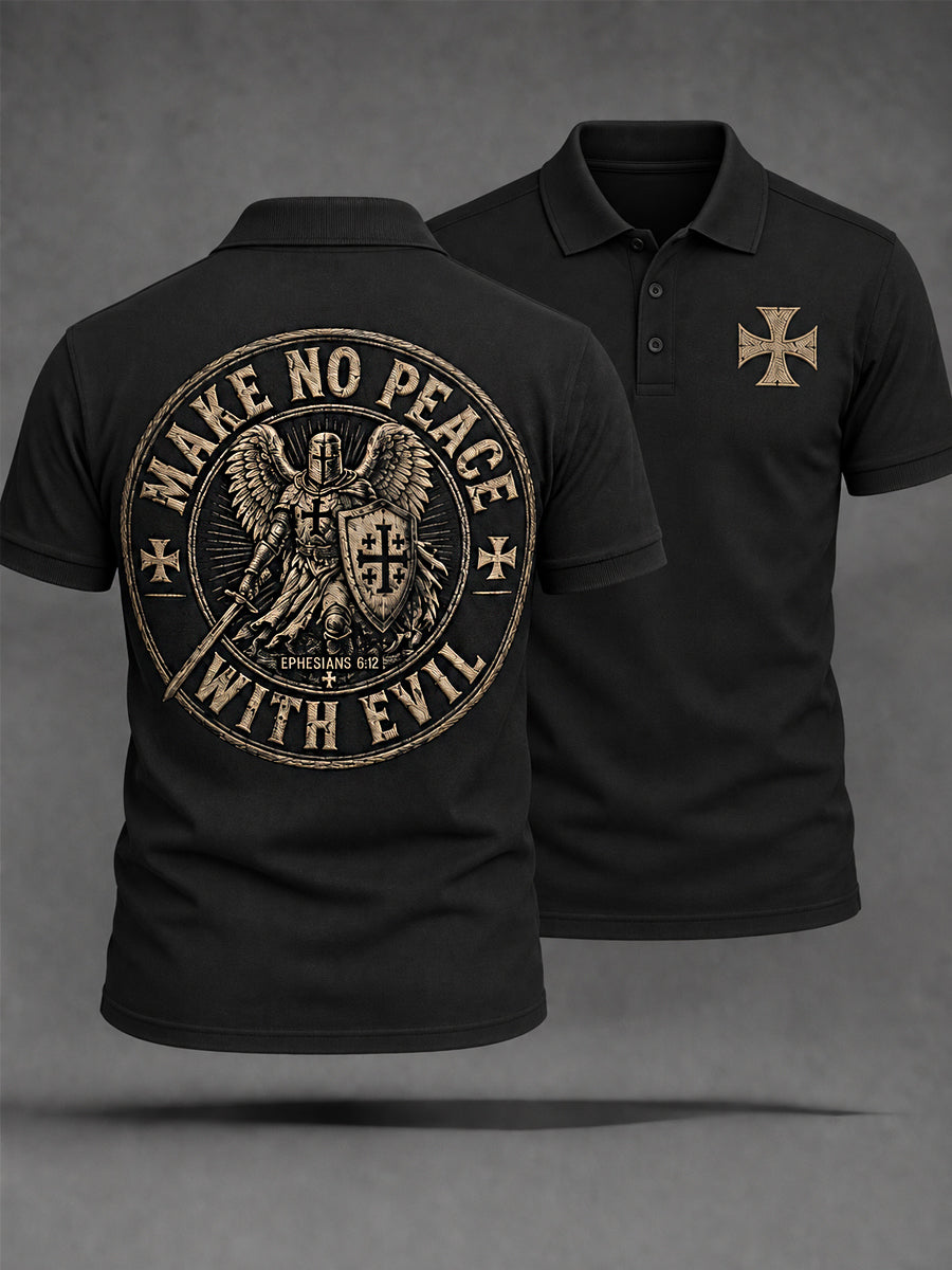 Men's Make No Peace With Evil Print Casual Polo