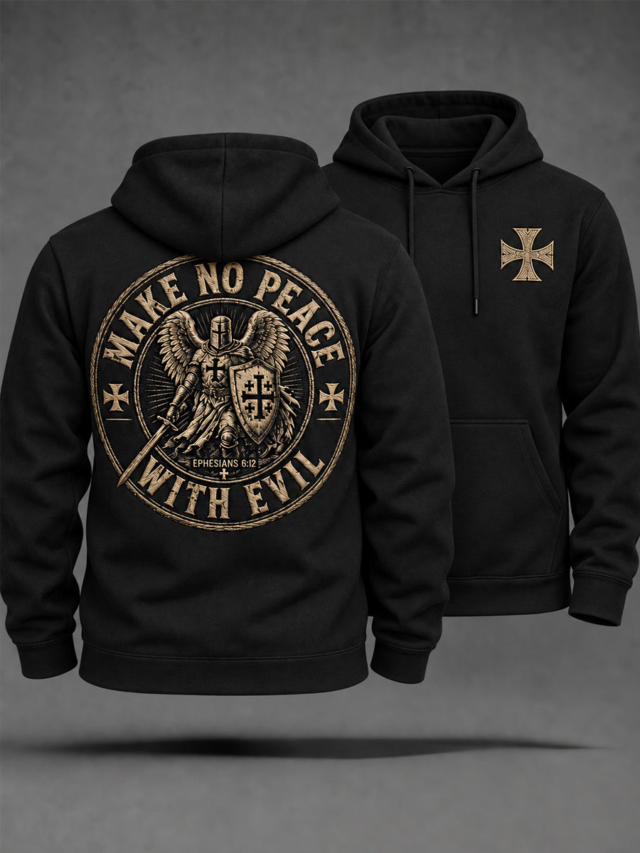 Men's Make No Peace With Evil Print Casual Hoodie