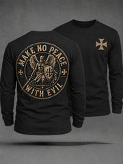Men's Make No Peace With Evil Print Casual Long Sleeve T-Shirt