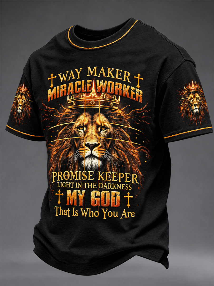 Men's Christian Waymaker Miracle Worker Promise Keeper Short Sleeve T-shirt