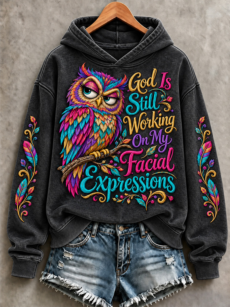 Women's God Is Still Working On My Facial Expressions Print Sweatshirt