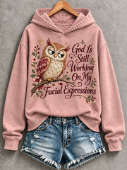 Women's 'God is Still Working On My Facial Expressions' Printed Casual Hoodie