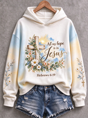 Women's Casual "Faith" Cross-Print Regular Sweatshirt