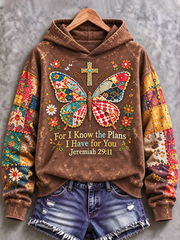 Women's Casual "Faith" Cross-Print Regular Sweatshirt