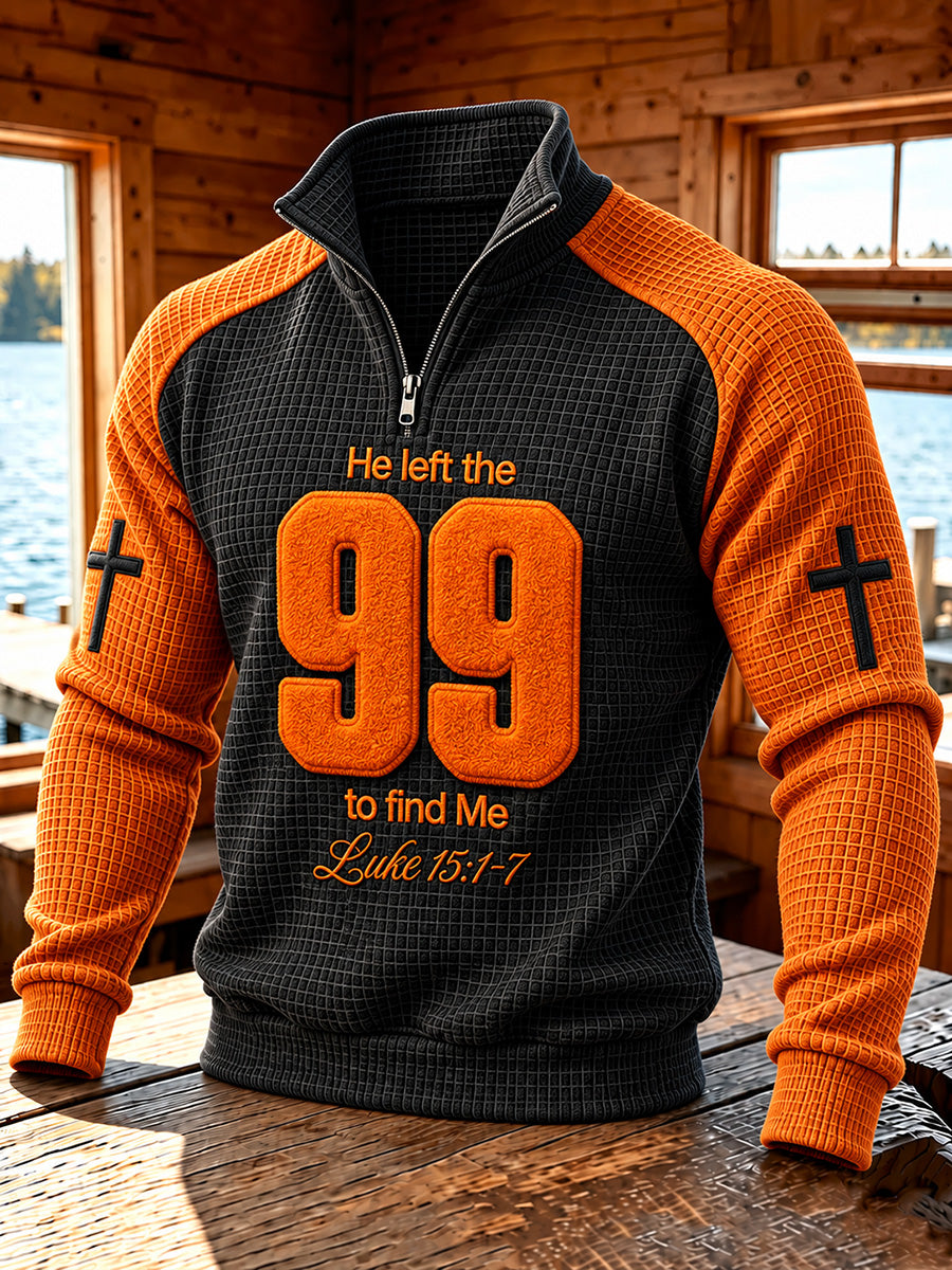 Men's He Lelf The 99 To Find Me Cross Print Zip-Up Hoodie