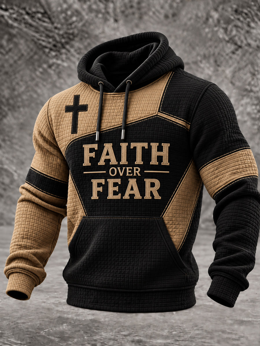 Men's Christian Faith Over Fear Cross Hoodie