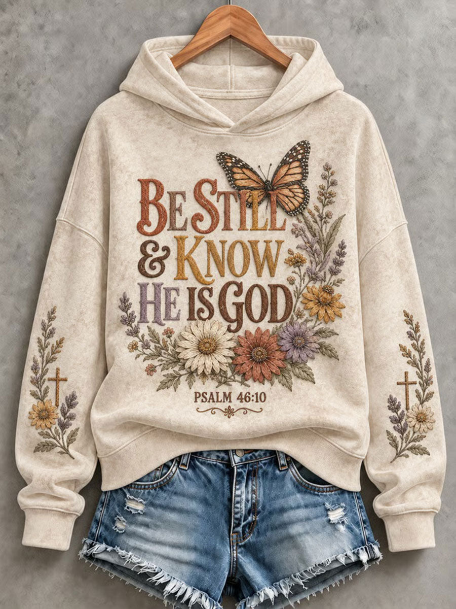 Women's Christian Faith Flower Butterfly Print Regular Hoodie
