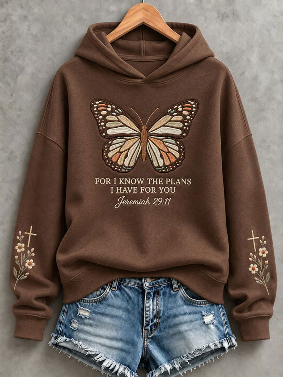 Women's Christian Faith Butterfly Print Regular Hoodie