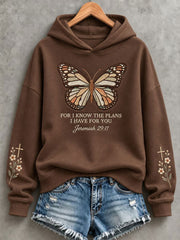 Women's Christian Faith Butterfly Print Regular Hoodie