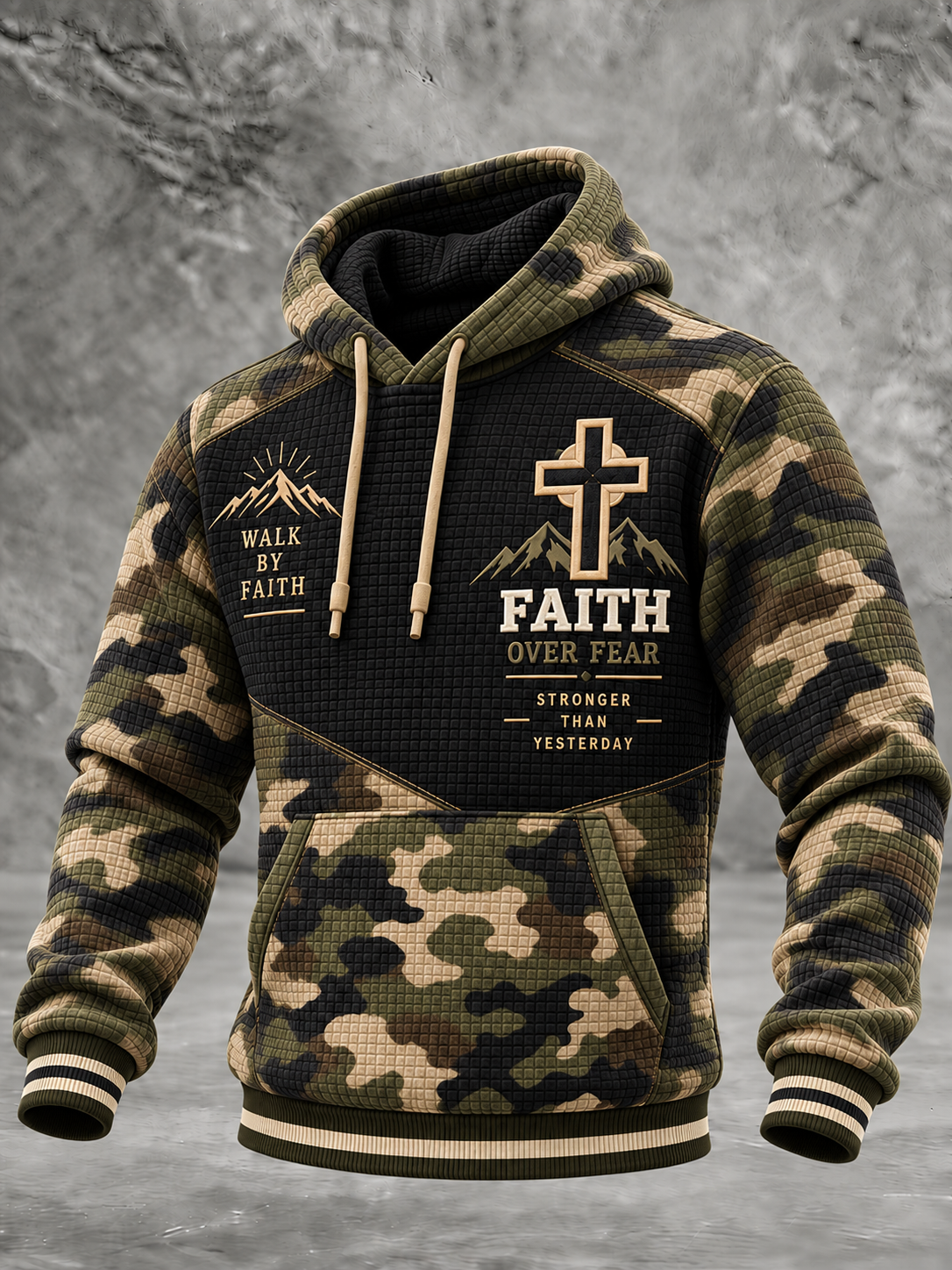 Men's Faith Checkered Cotton Hoodie