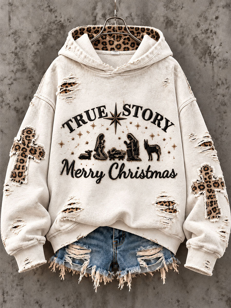 Women's True Story Nativity, Christmas Gift for Christian Regular Sweatshirt