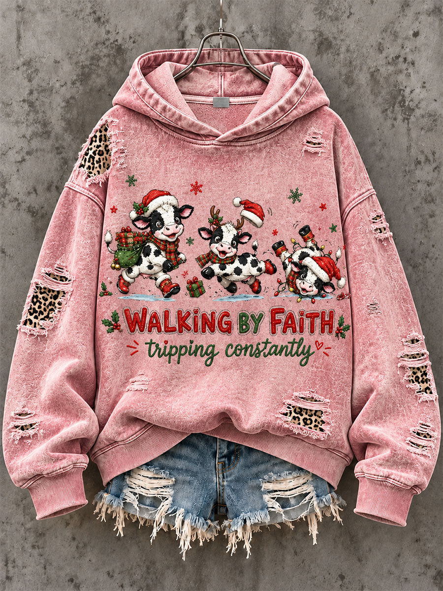 Women's Walking By Faith, Christmas Gift for Christian Regular Sweatshirt