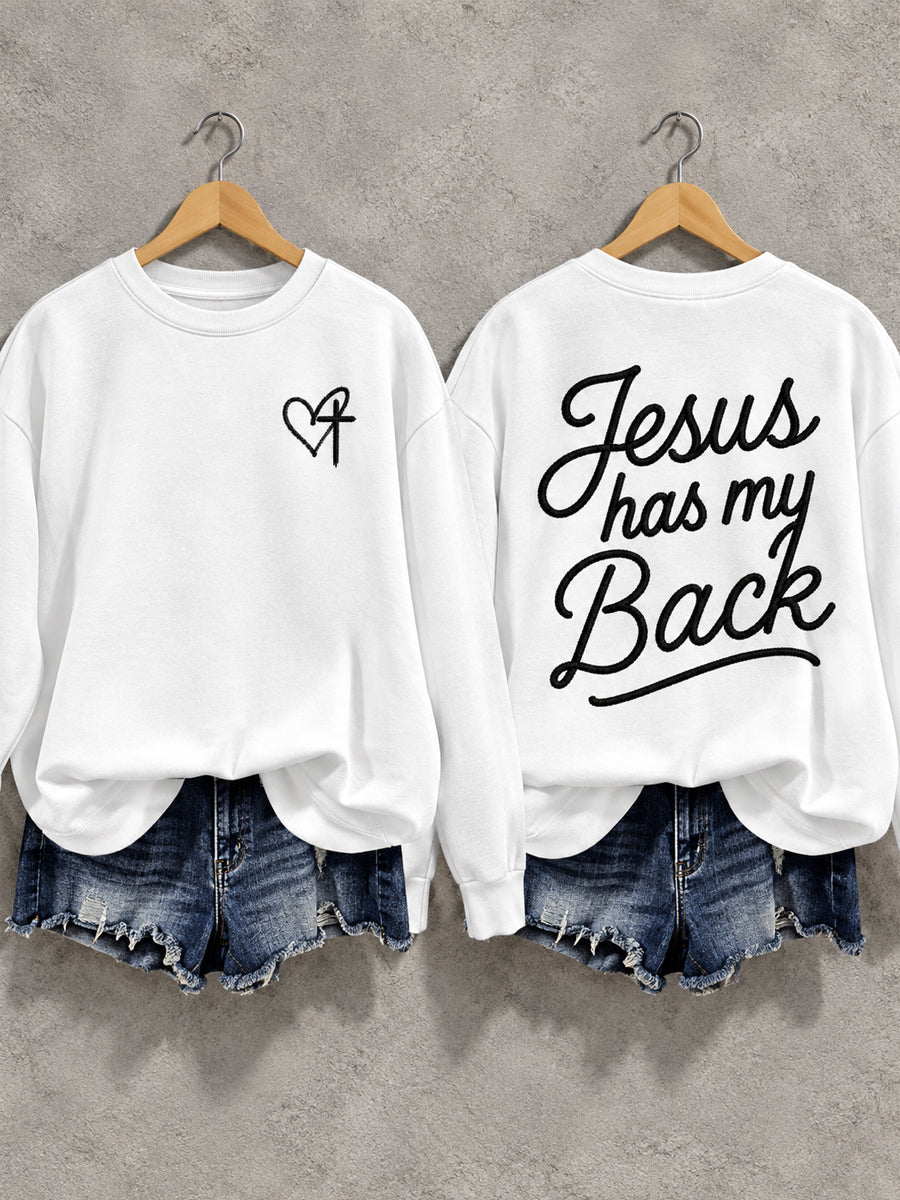 Women's Christian Jesus Has My Back Casual Sweatshirt