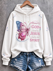 Women's Casual "Faith" Cross-Print Regular Sweatshirt