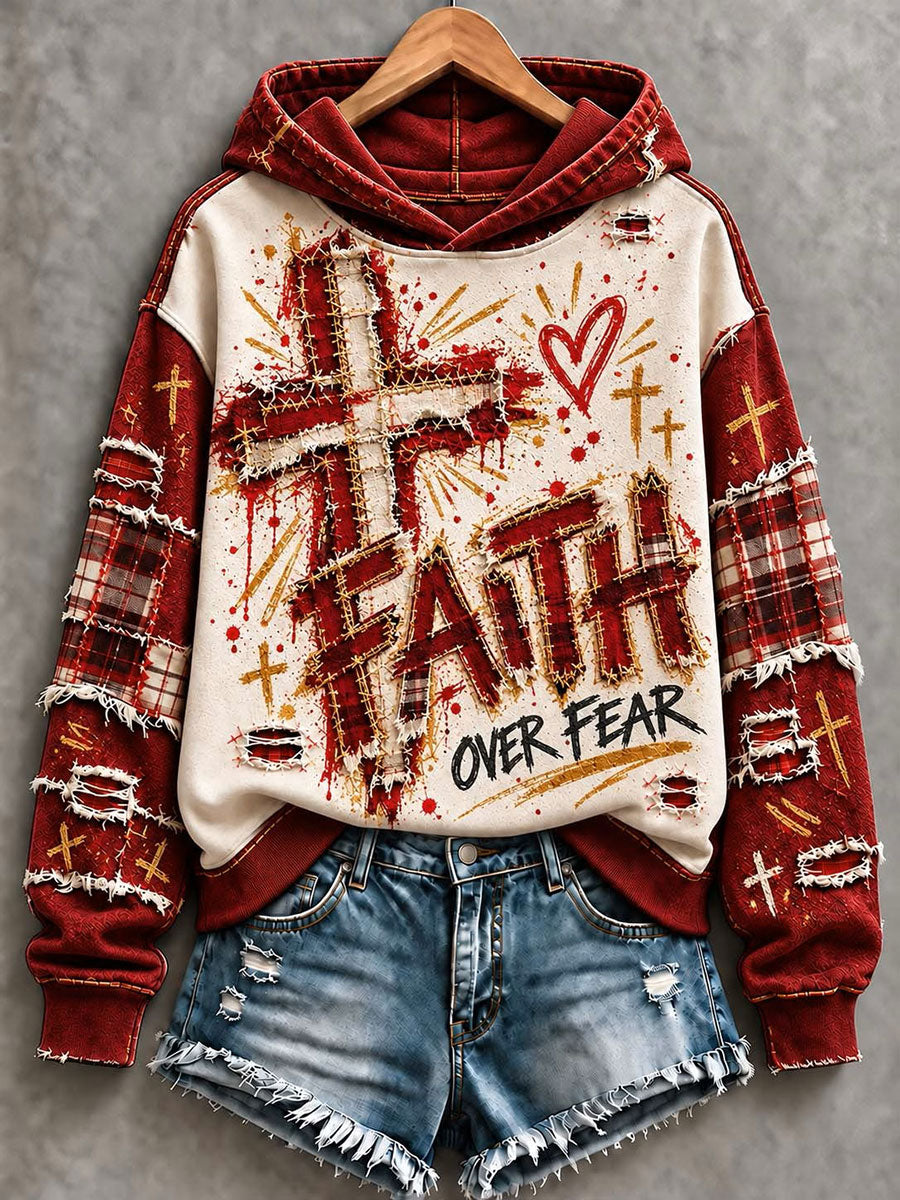 Women's Women's Faith Over Fear Print Hoodie Regular Sweatshirt