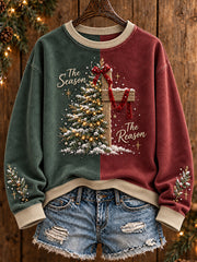 Women's Merry Christmas Faith The Season The Reason Printed Sweatshirt gracestitchs