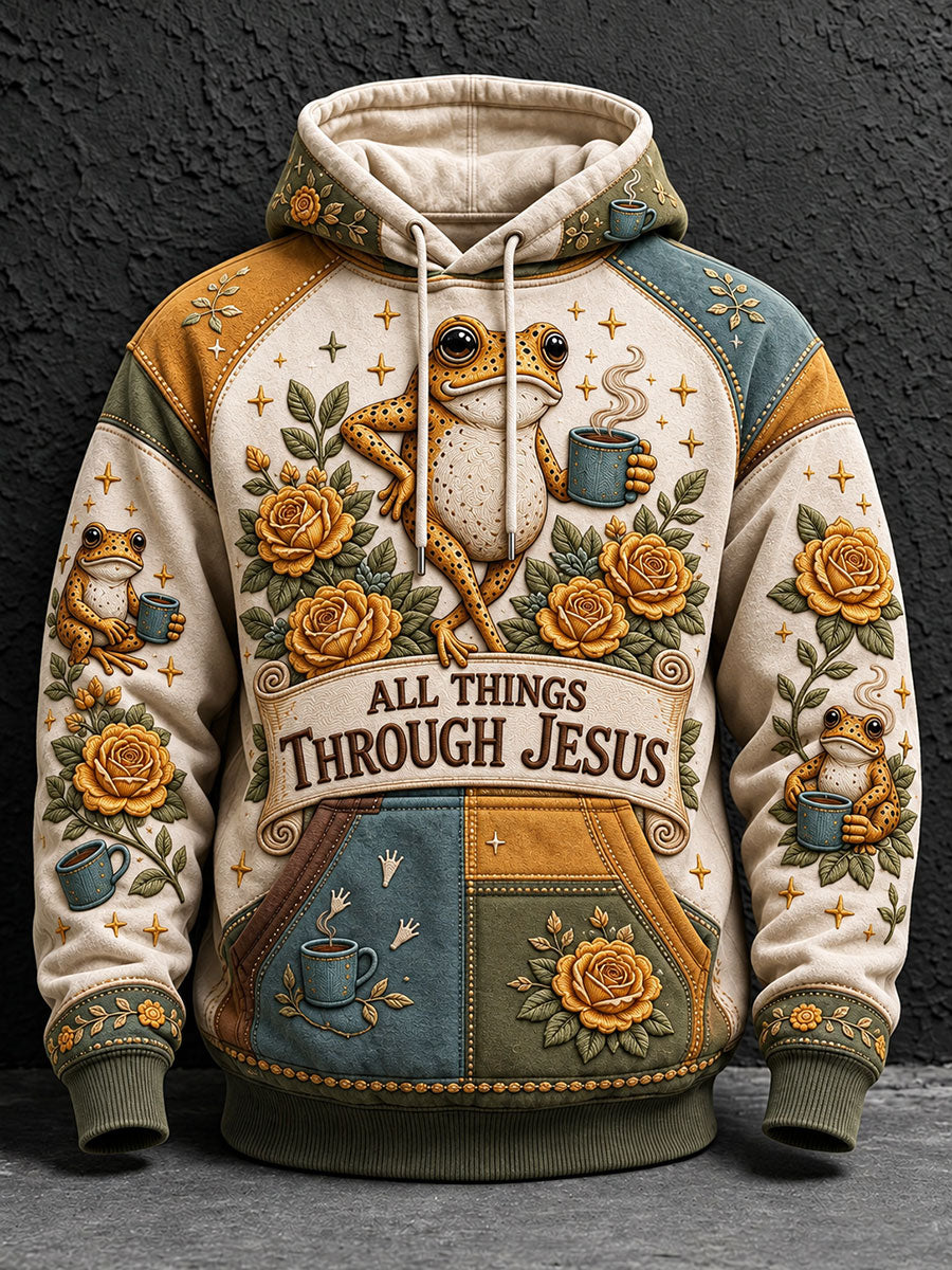 Men's All Things Through Jesus Print  Hoodie