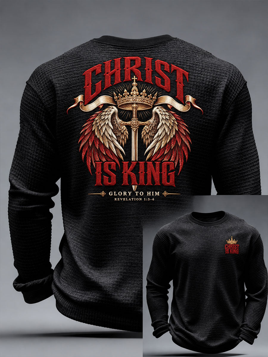 Men's Christ Is King Print Waffle Long Sleeve T-Shirt