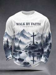 Men's Walk By Faith Print Waffle Long Sleeve T-Shirt gracestitchs
