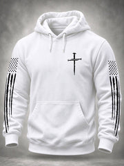 Men's Cross Print Casual Hoodie gracestitchs