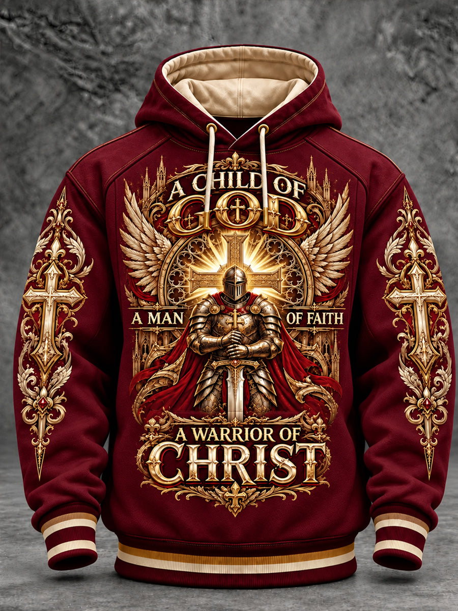 Men's Christian Faith Cross Graphic Print Casual Hoodie