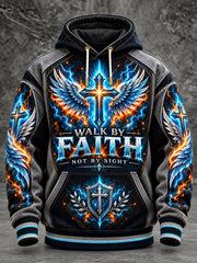 Men's Christian Faith Cross Graphic Print Casual Hoodie with Pockets