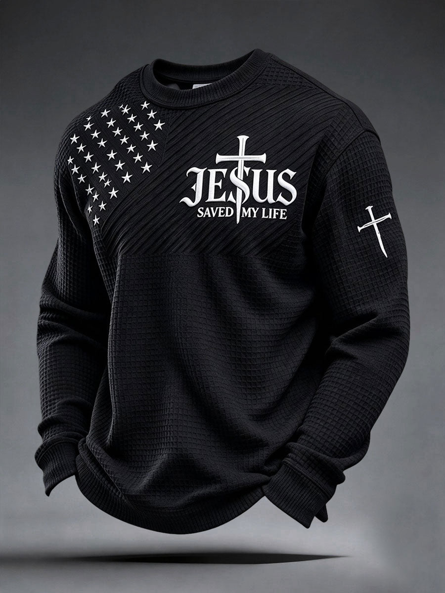 Men’s Jesus Saved My Life Waffle Top