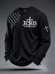 Men’s Jesus Saved My Life Waffle Top