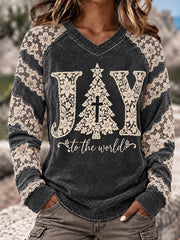 Women's Christian-themed Christmas V-neck T-shirts