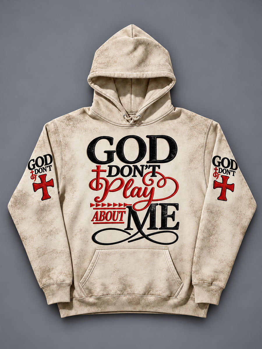 Men's God Don't Play About Me Print Oversized Drop-Shoulder Hoodie