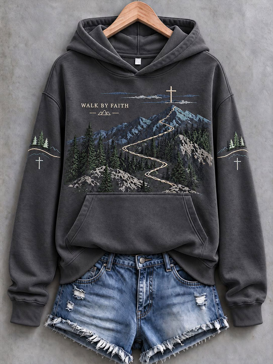 Women's Walk By Faith Not By Sight Print Hoodies