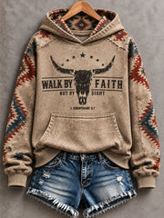 Women's Walk By Faith Not By Sight Print Hoodies