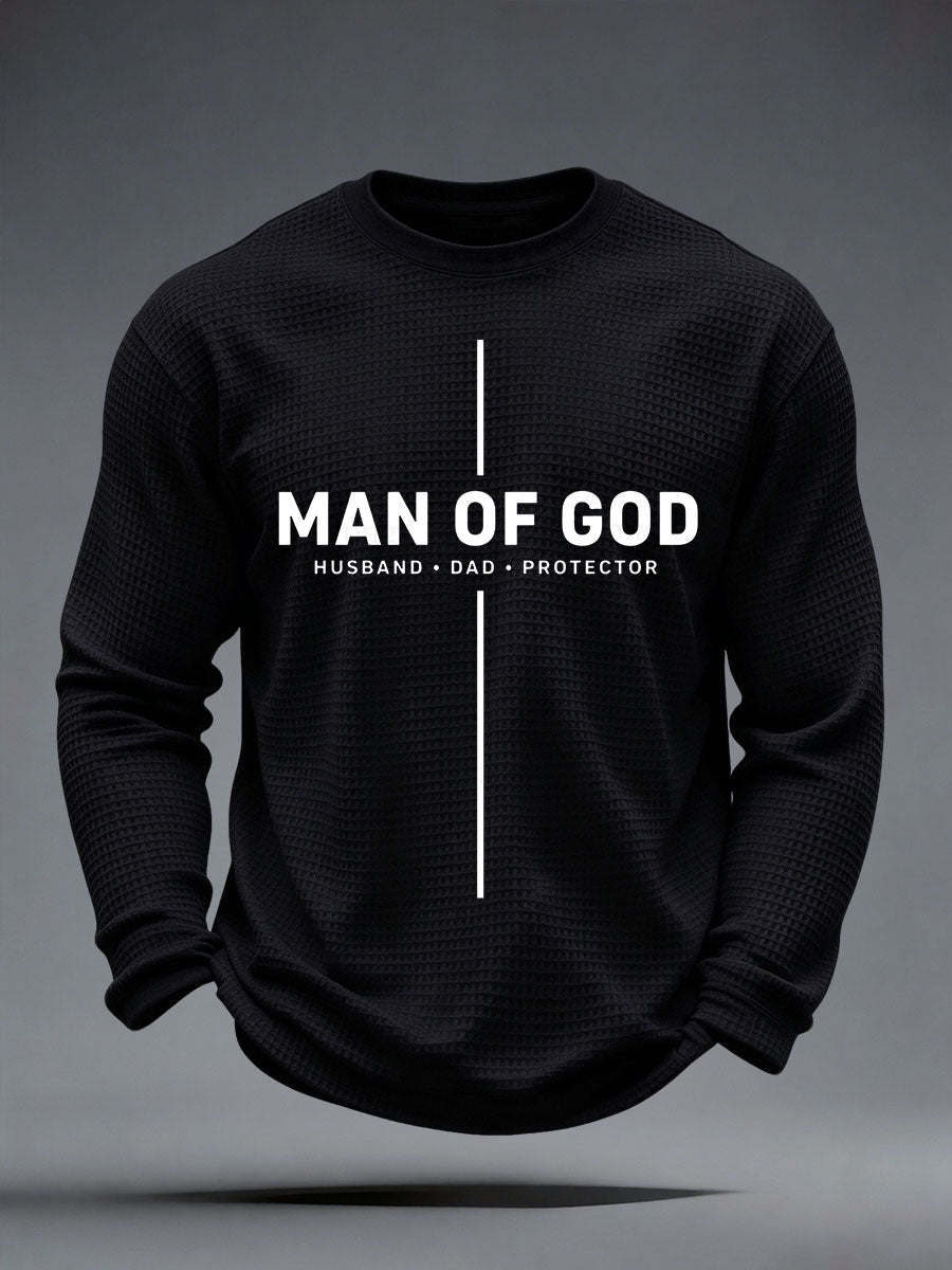 Men's Man Of God Husband  Dad  Protector  Waffle Top