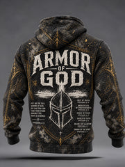 Men's Christian Armor Of God Cross Checkered Cotton Hoodie